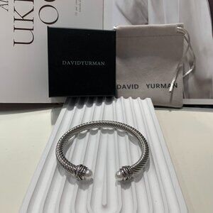 🫐David Yurman Silver Bracelet with Pearls